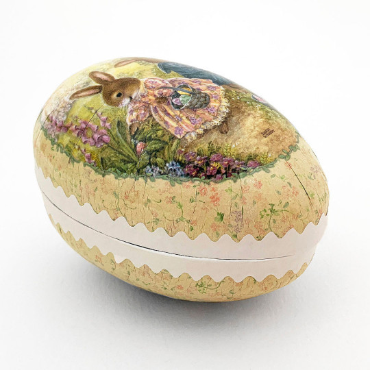4-1/2" Holly Pond Hill Bunny with Flowers Easter Egg Container ~ Germany